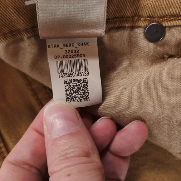 Mott & Bow Jeans Mens 32x32 Tan Khaki Straight Merc Double Stitch Denim